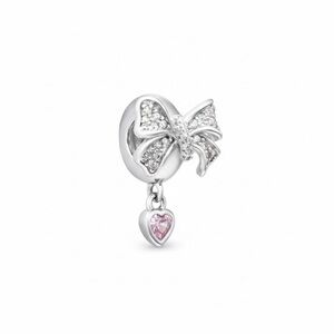 Zircon Bow and Pink Heart Safety Charm